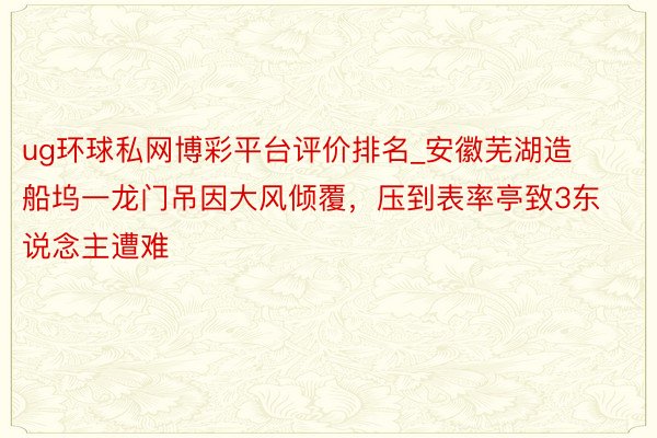 ug环球私网博彩平台评价排名_安徽芜湖造船坞一龙门吊因大风倾覆，压到表率亭致3东说念主遭难