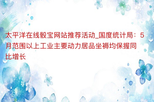 太平洋在线骰宝网站推荐活动_国度统计局：5月范围以上工业主要动力居品坐褥均保握同比增长